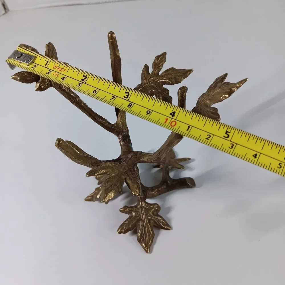 Vtg Brass Tree Branch Leaf Display Stand Jewelry Trinket Ring Holder Decorative